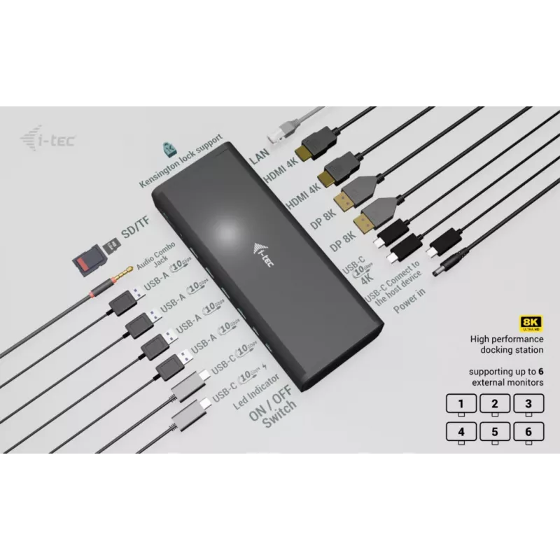 i-tec Universal 6x 4K/60Hz kuvar dokkimisjaam + toiteedastus 140 W