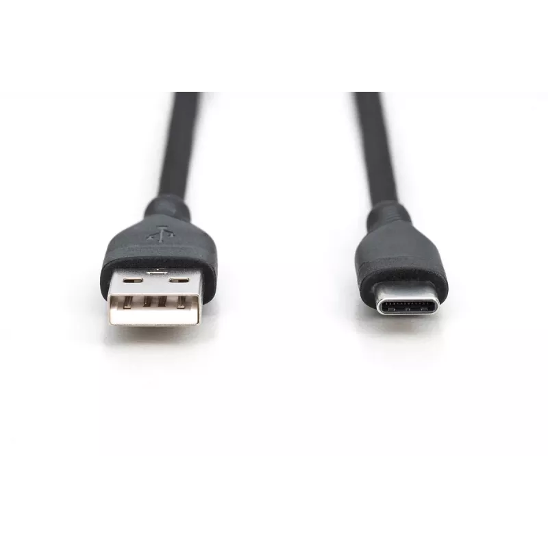 DIGITUS USB-C Silicone charging kaabel USB-A - USB-C USB 2.0 60W - 50cm Must