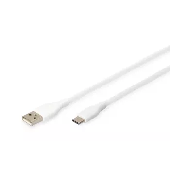 DIGITUS USB-C silikoonlaadimiskaabel USB-A – USB-C USB 2.0 60W – 50 cm valge