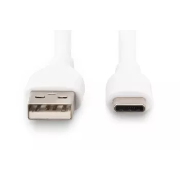 DIGITUS USB-C silikoonlaadimiskaabel USB-A – USB-C USB 2.0 60W – 50 cm valge