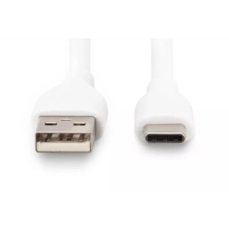 DIGITUS USB-C silikoonlaadimiskaabel USB-A – USB-C USB 2.0 60W – 50 cm valge