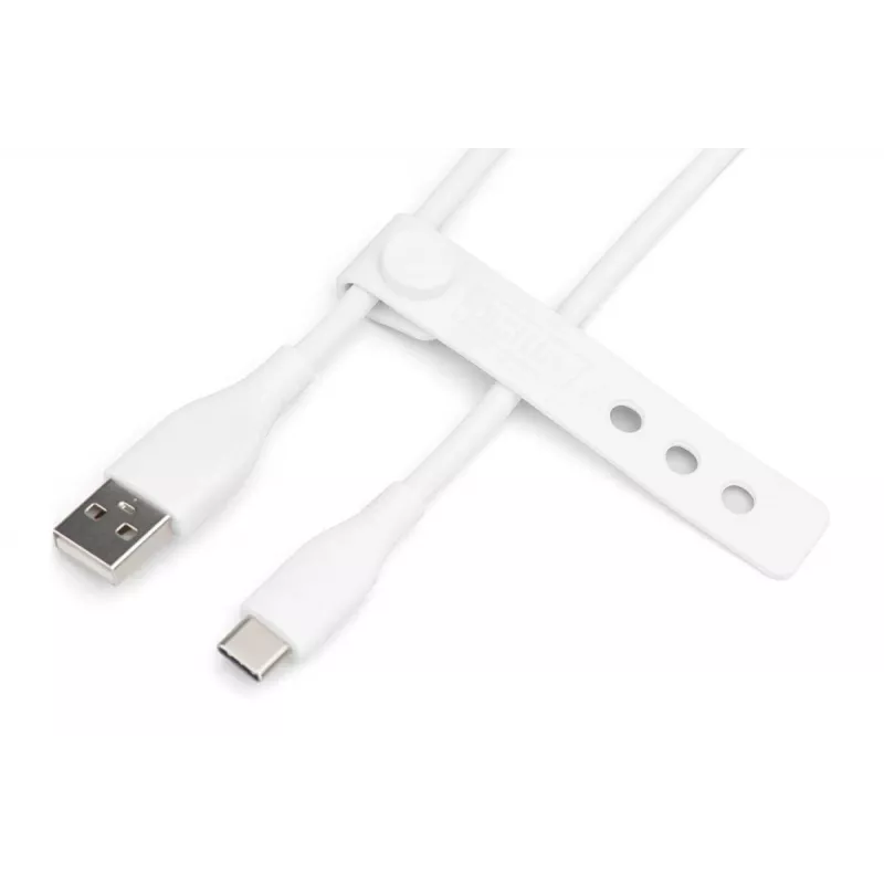 DIGITUS USB-C silikoonlaadimiskaabel USB-A – USB-C USB 2.0 60W – 50 cm valge