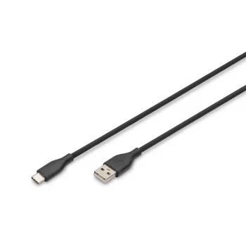DIGITUS USB-C Silicone charging kaabel USB-A - USB-C USB 2.0 60W - 1m Must