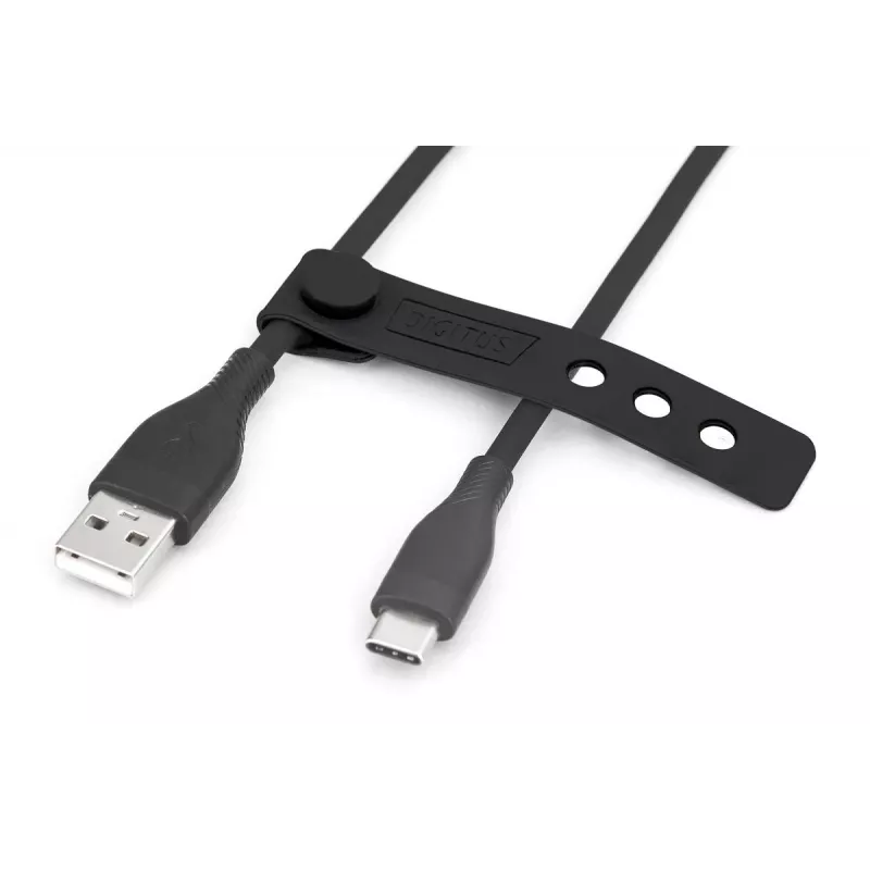DIGITUS USB-C silikoonist laadimiskaabel USB-A - USB-C USB 2.0 60W - 2m must