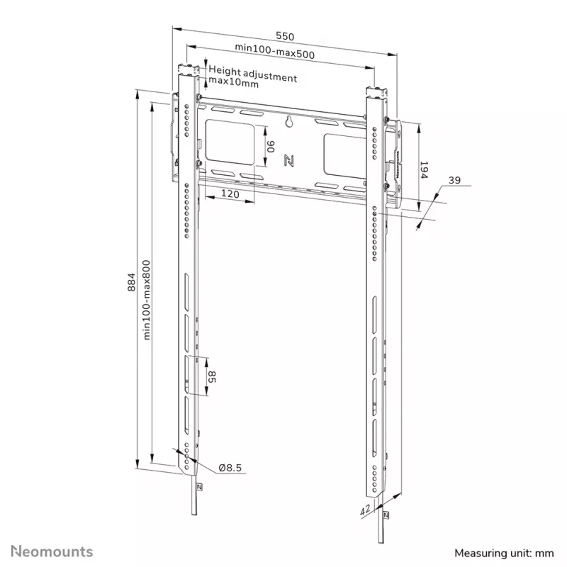 Neomounts WL30-750BL18P raskeveo seinakinnitus 50-98 tolli – fikseeritud – lukustatav – portree – kiirpaigaldus – TÜV