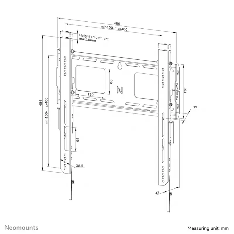 Neomounts WL30-750BL14 raskeveo seinakinnitus 42-75 tolli - fikseeritud - lukustatav - kiire paigaldus - TÜV