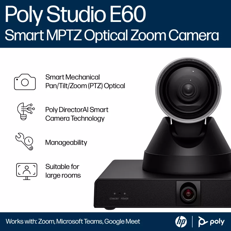 HP Poly Studio E60 nutikaamera 4K MPTZ 12x optilise suumiga