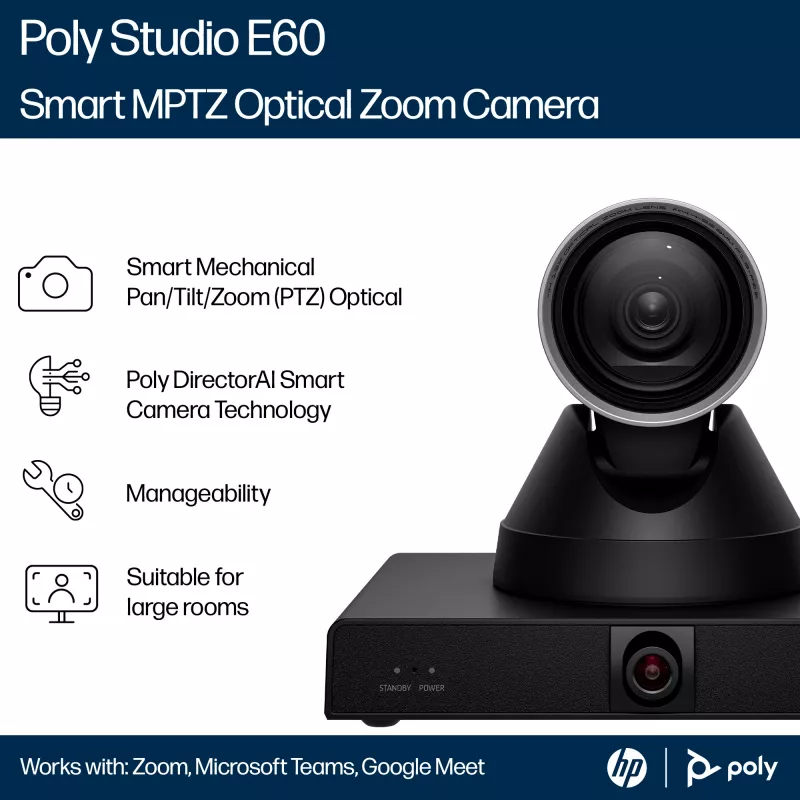 HP Poly Studio E60 nutikaamera 4K MPTZ 12x optilise suumiga
