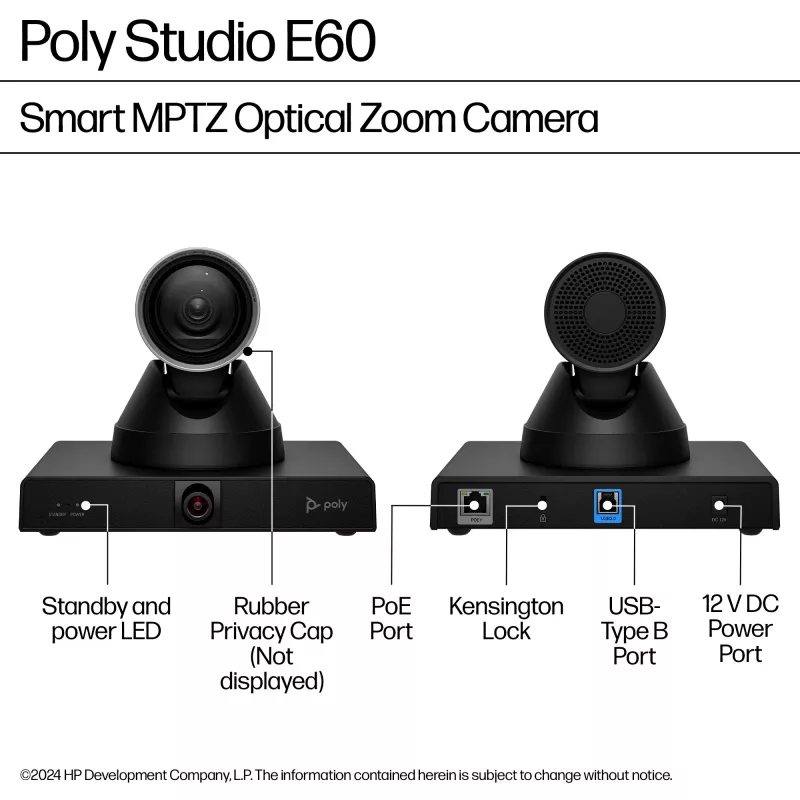HP Poly Studio E60 nutikaamera 4K MPTZ 12x optilise suumiga