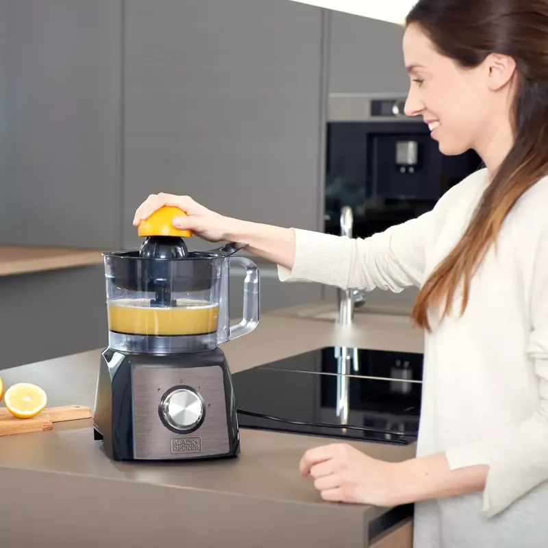 Köögikombain Must & Decker BXFPA1200E — 1200 W, 1,5 L kauss, 2 kiirust, impulss, roostevaba terasest korpus