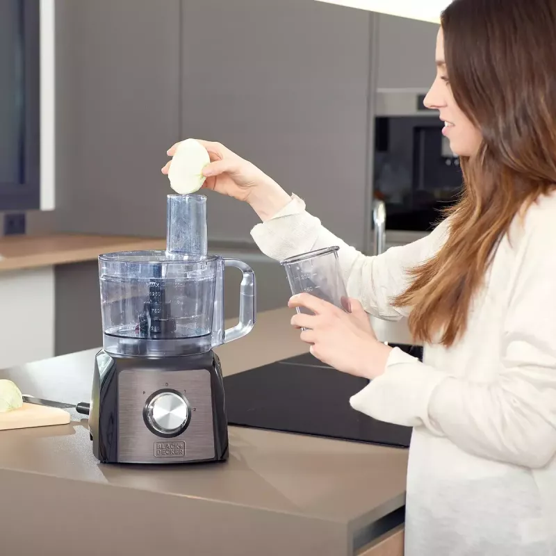 Köögikombain Must & Decker BXFPA1200E — 1200 W, 1,5 L kauss, 2 kiirust, impulss, roostevaba terasest korpus