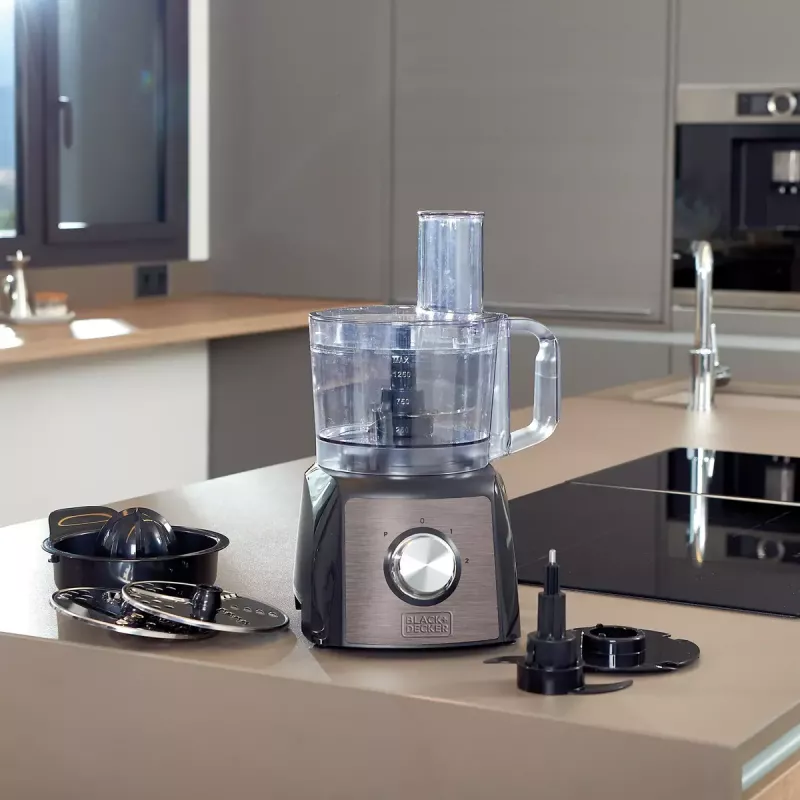 Köögikombain Must & Decker BXFPA1200E — 1200 W, 1,5 L kauss, 2 kiirust, impulss, roostevaba terasest korpus