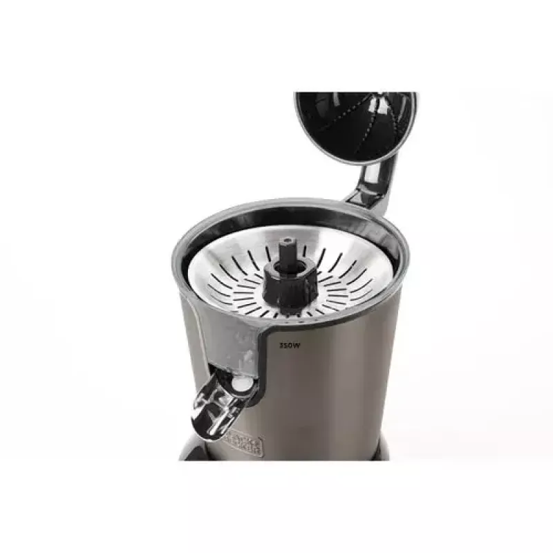Tsentrifuugmahlapress Must & Decker BXCJ350E — 350 W, 0,65 L mahlakonteiner, roostevaba teras/must, reguleeritav viljalihakontroll