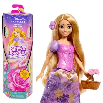 Disney Princess Spin & Reveal Rapunzel moenukk ja aksessuaarid 11 üllatusega
