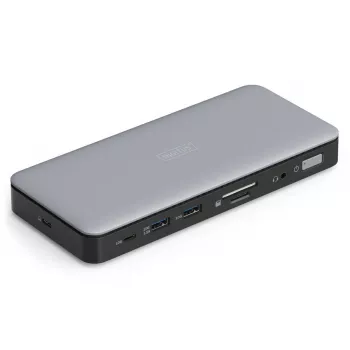 DIGITUS USB-C dokkimisjaam, 11-pordine - 2x HDMI / DP / 2x USB-A 3.2 Gen 2 / USB-C 3.2 Gen 2 / GbE / SD / MicroSD / alalisvoolupistik - 150 vatti max / 3,5 mm
