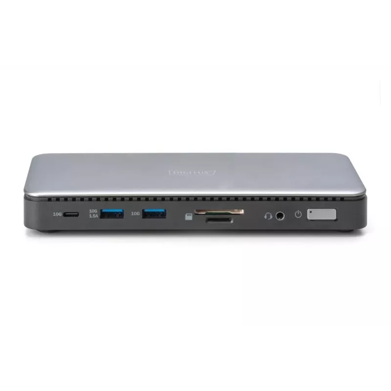 DIGITUS USB-C dokkimisjaam, 11-pordine - 2x HDMI / DP / 2x USB-A 3.2 Gen 2 / USB-C 3.2 Gen 2 / GbE / SD / MicroSD / alalisvoolupistik - 150 vatti max / 3,5 mm