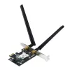 Sisemine WLAN Bluetooth adapter ASUS PCE-BE6500 — PCIe, kolmeribaline Wi‑Fi 6E/7 (2,4/5/6 GHz), Bluetooth 5.4, 2882 Mbps, väline antenn, must