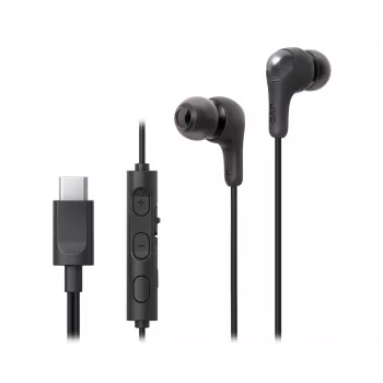 Juhtmega kõrvasisesed kõrvaklapid JVC HA-FR9UC USB-C-ga, 9,2 mm draiverid, 5–22000 Hz, inline-mikrofon ja juhtimine, 1,2 m kaabel, must