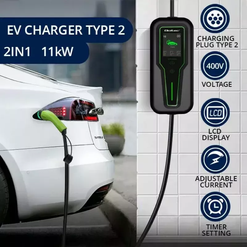 EV mobiillaadija QOLTEC 52467 Type 2, 11 kW, 3-faasiline