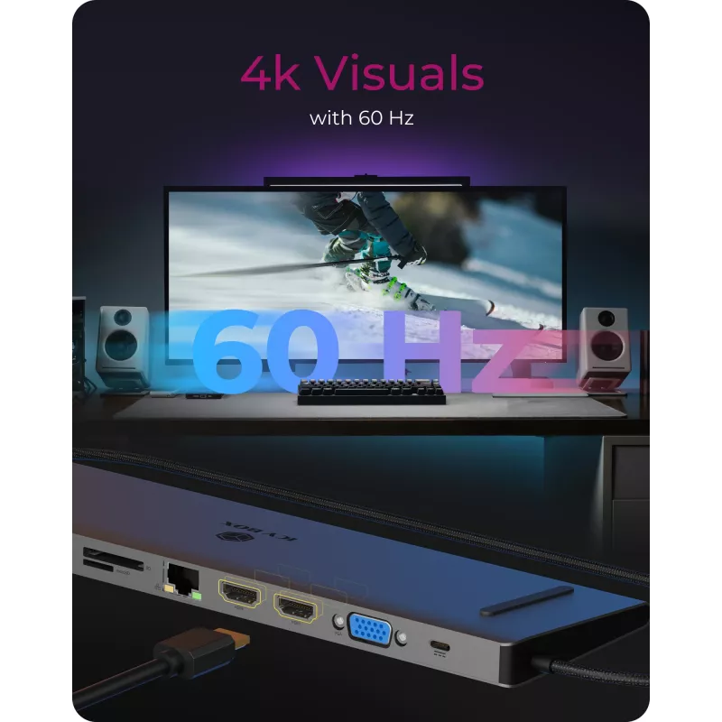 ICY BOX 11-in-1 via USB USB-C, juhtmega, USB 3.2 Gen 1 (3.1 Gen 1) USB-C, 100 W, 3,5 mm, 10,100,1000 Mbit/s, antratsiit, must