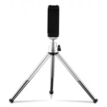 Hama Fancy 2in1 Mini Tripod for Mobile Phone & Camera (¼), Travel Tripod, 16cm, silver