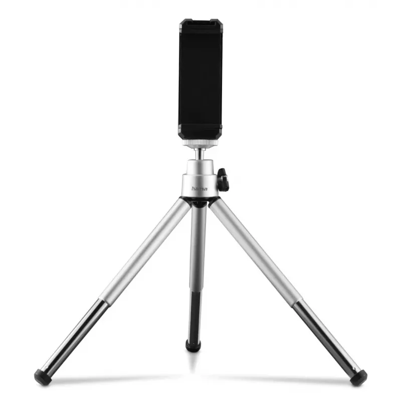 Hama Fancy 2in1 Mini Tripod for Mobile Phone & Camera (¼), Travel Tripod, 16cm, silver