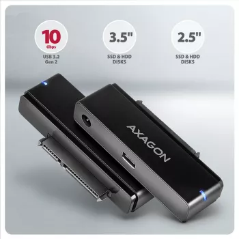 Axagon ADSA-FPX USB-C 10Gbps FAST PORT X adapter 2.5-tollistele/3.5-tollistele SSD/HDD-dele