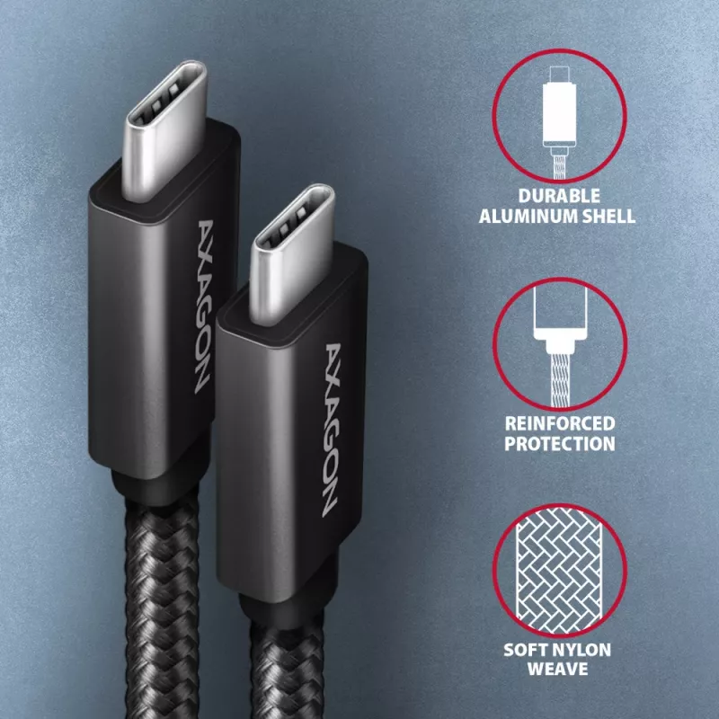 Axagon BUCM32-CM05AB SPEED+ USB-C <> USB 20Gbps/100W kaabel 0,5 m