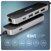 Axagon HMC-6GLN USB 5Gbps jaotur, 2x USB-A, USB-C, HDMI 4k/60Hz, RJ-45, PD 100W, USB-C kaabel