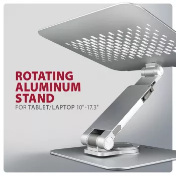 Axagon STND-LR alumiiniumist alus 360° pöörlemisega sülearvutitele 10 inch–17,3 inch. Reguleeritav kõrgus ja nurk.
