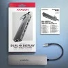 Axagon HMC-7HX2 USB 5Gbps jaotur, 2x USB-A, USB-C, 2x HDMI 4k/60Hz, RJ-45, PD 100W