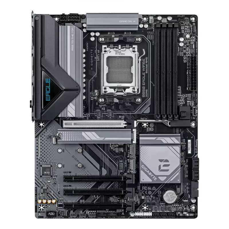 GIGABYTE B850 EAGLE WIFI6E emaplaat - AMD Ryzen 9000 seeria protsessoritele, 8+2+2 faasi digitaalne VRM, kuni 8200 MHz DDR5 (OC), 1xPCIe 5.0 + 2xPCIe 4.0 M.2, GbE LAN, WIFI 6E, USB 3.2 Gen 2
