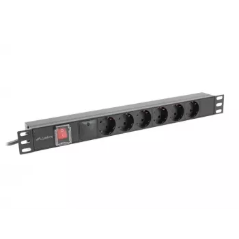 PDU Lanberg PDU-06F-0200-BK 6 vahelduvvoolu pistikupesa 1U Must