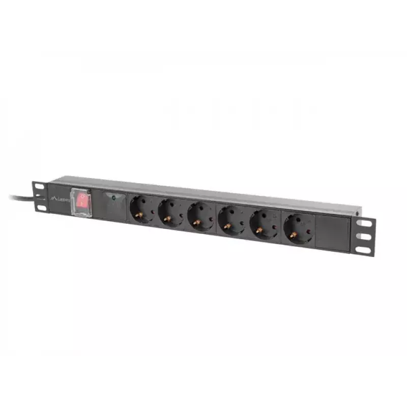 PDU Lanberg PDU-06F-0200-BK 6 vahelduvvoolu pistikupesa 1U Must