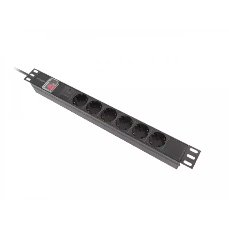 PDU Lanberg PDU-06F-0200-BK 6 vahelduvvoolu pistikupesa 1U Must