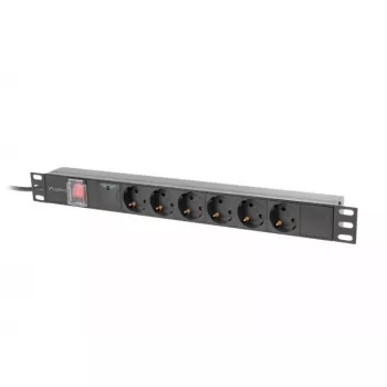 PDU Lanberg PDU-06F-0200-BK 6 vahelduvvoolu pistikupesa 1U Must