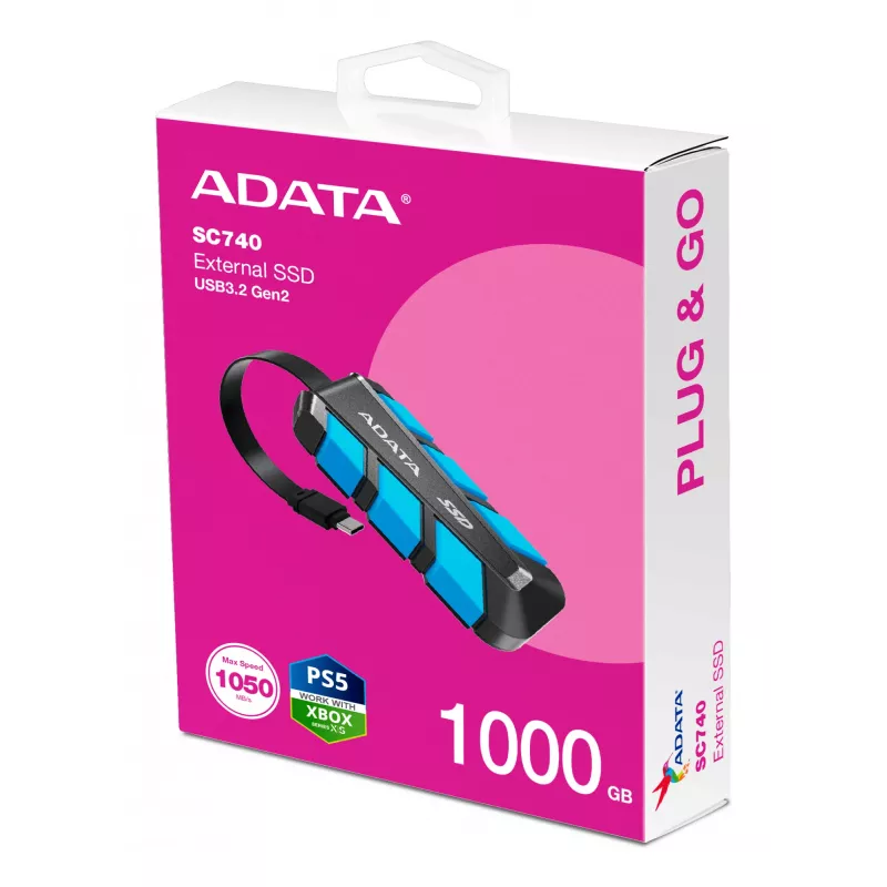 ADATA SC740 1 TB USB USB-C 3.2 Gen 2 (3.1 Gen 2) Must, Blue