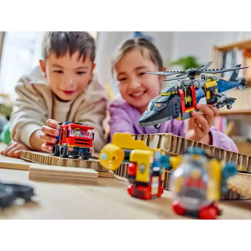 Konstruktor LEGO City kombinatsioonikomplekt 60462 — helikopter ja tuletõrjeauto, 874 tükki, 3 minifiguuri, vanus 7+