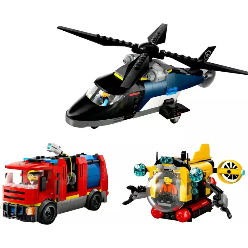 Konstruktor LEGO City kombinatsioonikomplekt 60462 — helikopter ja tuletõrjeauto, 874 tükki, 3 minifiguuri, vanus 7+