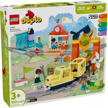 Mängurongikomplekt LEGO DUPLO 10428 Big Interactive Community Train — suur interaktiivne rong väikelastele