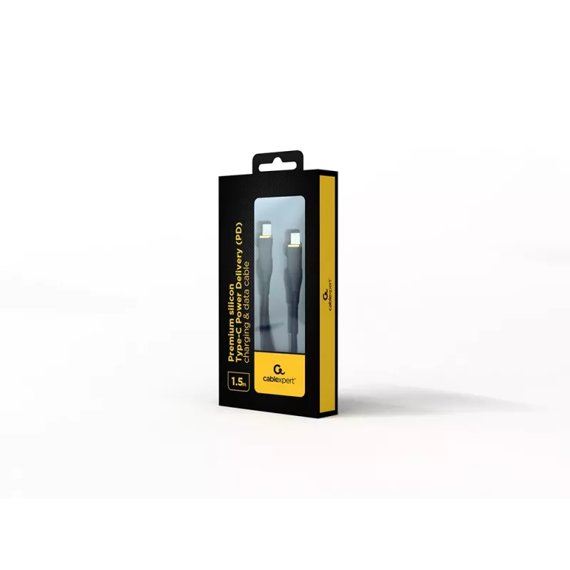 GEMBIRD Premium Silicon USB-C Power Delivery (PD) laadimis- ja andmekaabel, 1,5 m - must