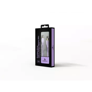 GEMBIRD USB USB-C toiteedastus (PD) 60W laadimis- ja andmeedastuskaabel, silikoonist, 1,5 m, violetne