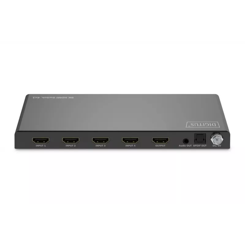 DIGITUS 4x1 HDMI lüliti - 8K/60Hz (4:4:4), Toslink, stereo, EDID-juhtimine