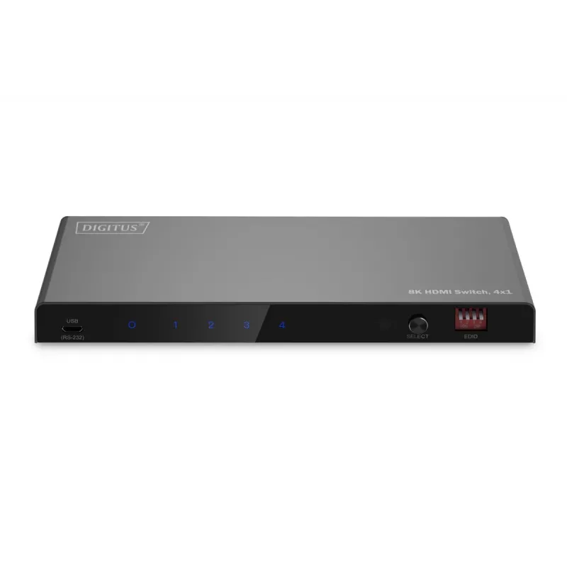 DIGITUS 4x1 HDMI lüliti - 8K/60Hz (4:4:4), Toslink, stereo, EDID-juhtimine