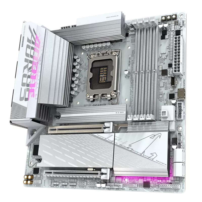 Emaplaat GIGABYTE B860M AORUS ELITE WF6E ICE, Intel Core Ultra, LGA 1851, Micro ATX