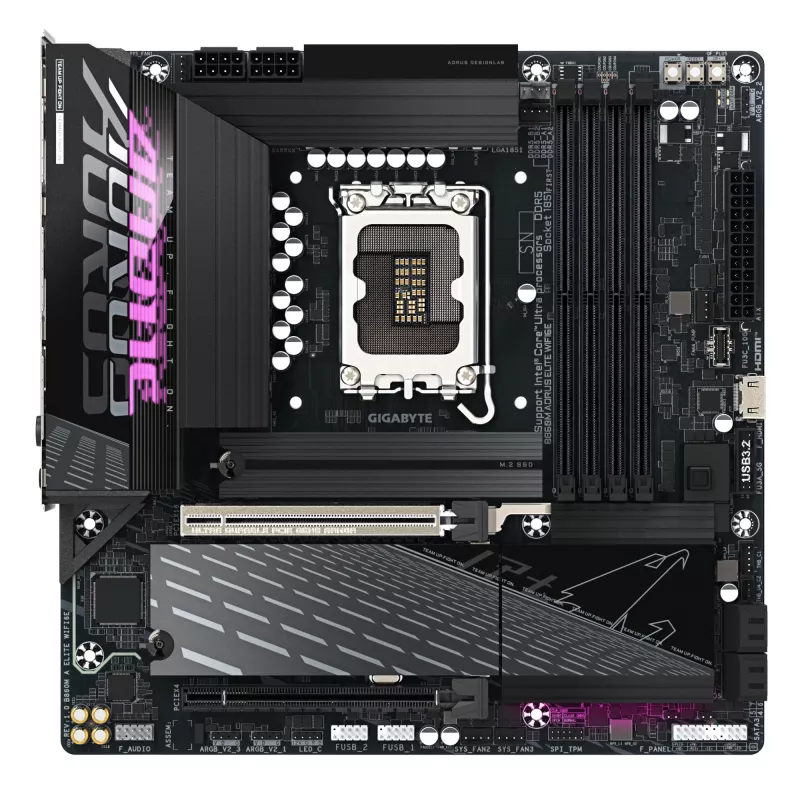 GIGABYTE B860M AORUS ELITE WIFI6E emaplaat – Intel Core Ultra seeria protsessoritele, 12+1+2+1 faasi VRM, kuni 9200 MHz DDR5, 1xPCIe 5.0 + 2xPCIe 4.0 M.2, 2.5GbE LAN, WIFI 6E, Thunderbolt
