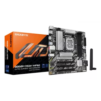 GIGABYTE B860M DS3H WIFI6E emaplaat – Inteli Core Ultra seeria protsessoritele, 5+1+2+1 faasi VRM, kuni 9066 MHz DDR5, 1xPCIe 5.0 + 1xPCIe 4.0 M.2, 2.5GbE LAN, WIFI 6E, USB 3.2 Gen 2