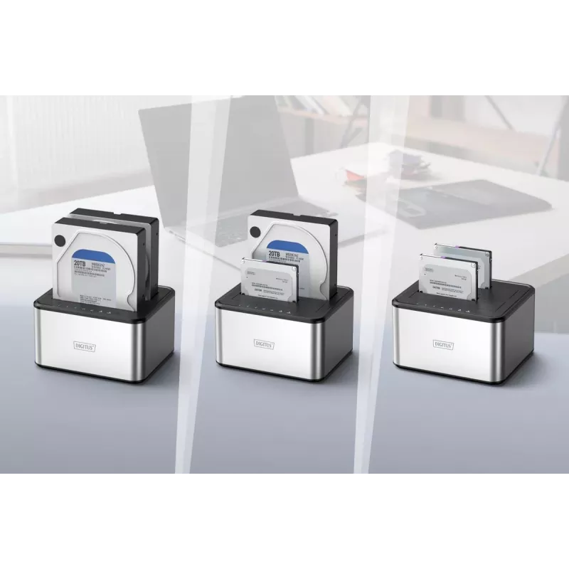 DIGITUS SATA dokkimisjaam USB 3.0 – 2 pordiga 2,5-tollise/3,5-tollise SSD/HDD kloonimisfunktsioon