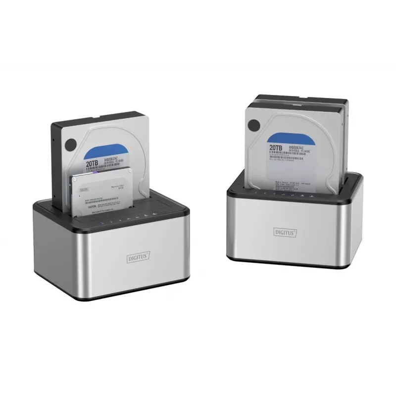 DIGITUS SATA dokkimisjaam USB 3.0 – 2 pordiga 2,5-tollise/3,5-tollise SSD/HDD kloonimisfunktsioon