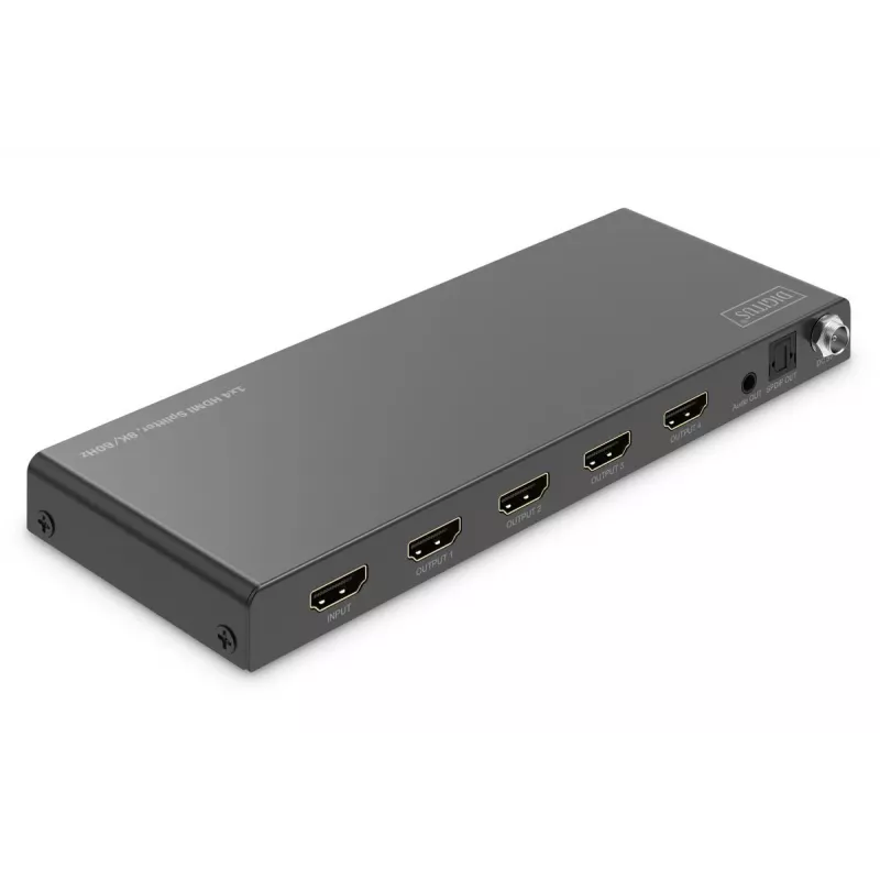 DIGITUS 1x4 HDMI Splitter 8K/60Hz (4:4:4) Toslink Stereo EDID juhtimine
